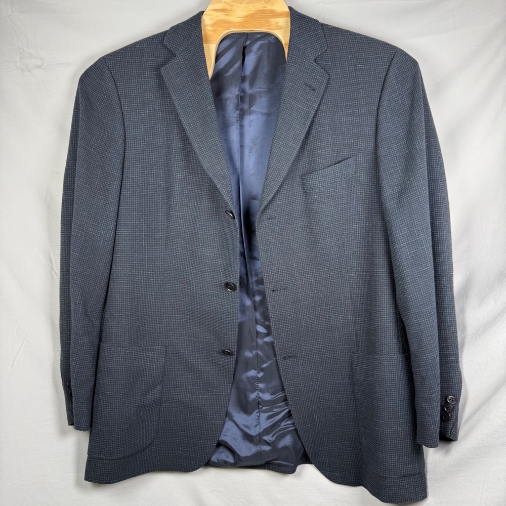 Hugo Boss Blazer‎ Sport Coat Plaid Two Button Jacket Made in USA 44R